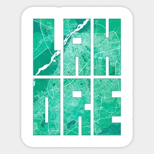 Lahore, Pakistan City Map Typography - Watercolor Sticker